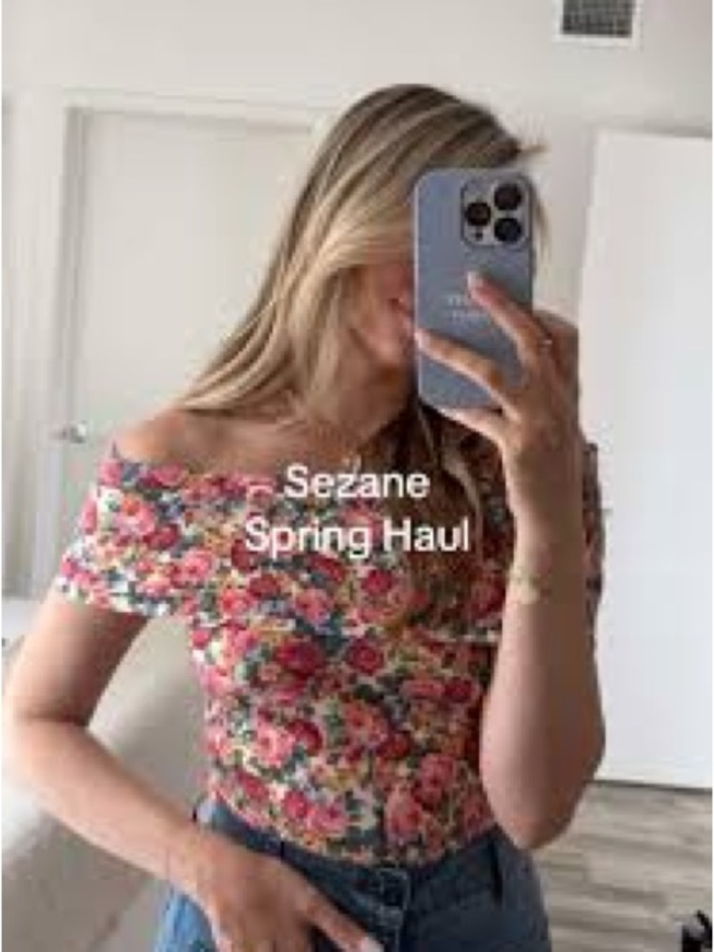 NWT Sezane floral print off shoulder top